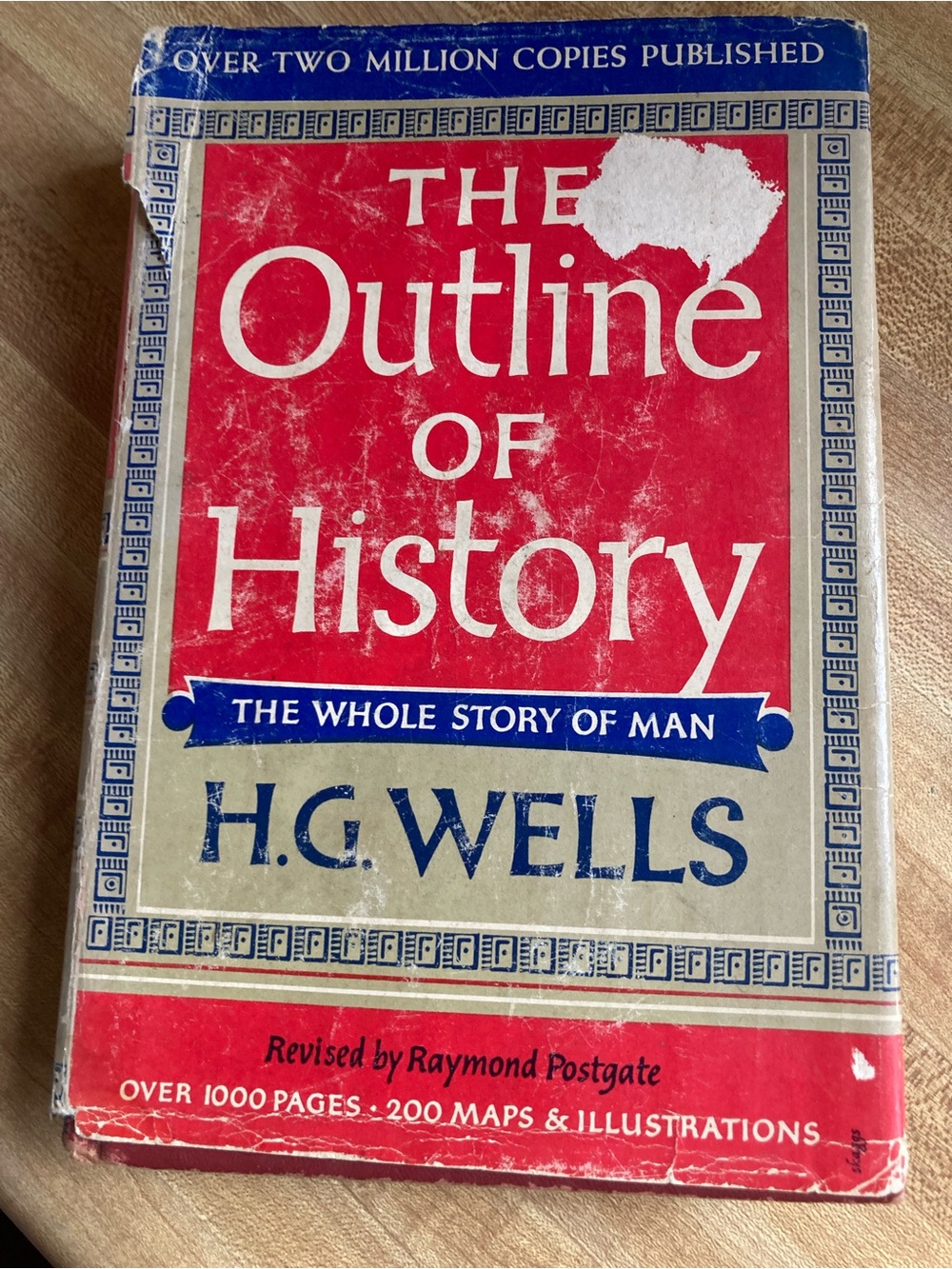 The Outline of History by H. G. Wells - Red & Cream Vintage Cover